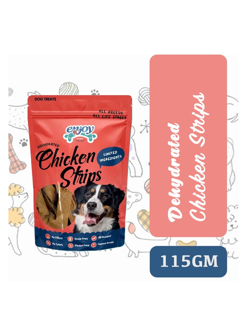 ENJOY Dog Treats -Enjoy Dehydrated Chicken Strips Premium | Human-Grade Chicken, Sweet Potato, Vegetable Glycerin & Rosemary Extract | Natural Flavors | Perfect for All Life Stages | 115g  - Image 2