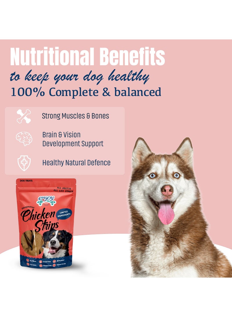 ENJOY Dog Treats -Enjoy Dehydrated Chicken Strips Premium | Human-Grade Chicken, Sweet Potato, Vegetable Glycerin & Rosemary Extract | Natural Flavors | Perfect for All Life Stages | 115g  - Image 3