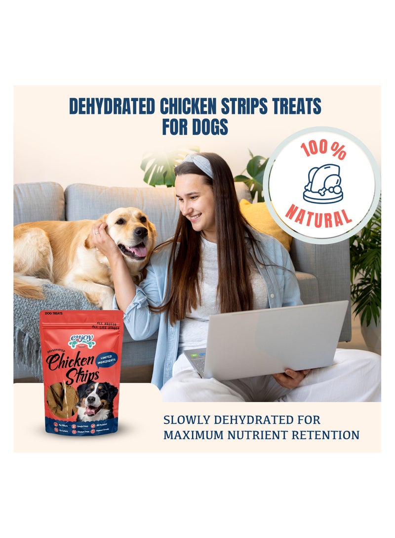 ENJOY Dog Treats -Enjoy Dehydrated Chicken Strips Premium | Human-Grade Chicken, Sweet Potato, Vegetable Glycerin & Rosemary Extract | Natural Flavors | Perfect for All Life Stages | 115g  - Image 4