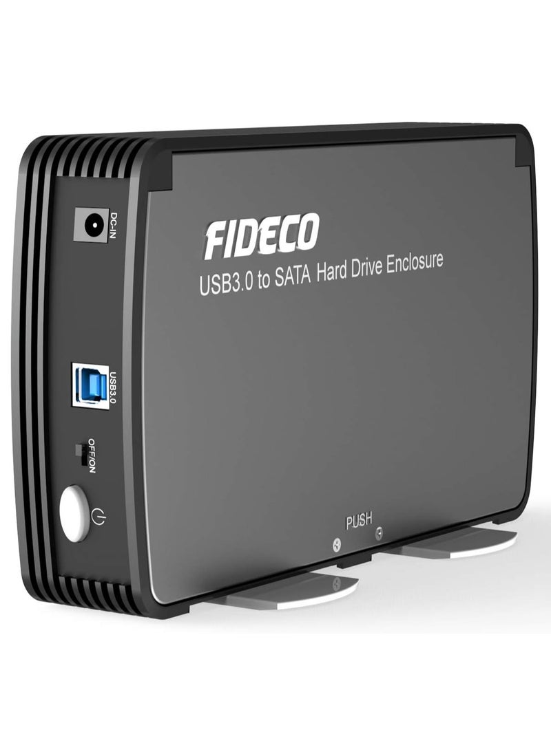 FIDECO - FIDECO SATA Hard Drive Enclosure Case with Fan, USB 3.0 SATA HDD Enclosure for 2.5/3.5 inch SATA HDD/SSD, External Hard Drive Case,Support Up to 16TB - Image 1