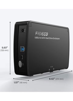 FIDECO FIDECO SATA Hard Drive Enclosure Case with Fan, USB 3.0 SATA HDD Enclosure for 2.5/3.5 inch SATA HDD/SSD, External Hard Drive Case,Support Up to 16TB  - Image 2