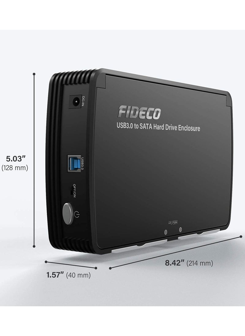 FIDECO - FIDECO SATA Hard Drive Enclosure Case with Fan, USB 3.0 SATA HDD Enclosure for 2.5/3.5 inch SATA HDD/SSD, External Hard Drive Case,Support Up to 16TB - Image 1