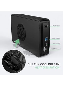FIDECO FIDECO SATA Hard Drive Enclosure Case with Fan, USB 3.0 SATA HDD Enclosure for 2.5/3.5 inch SATA HDD/SSD, External Hard Drive Case,Support Up to 16TB  - Image 4