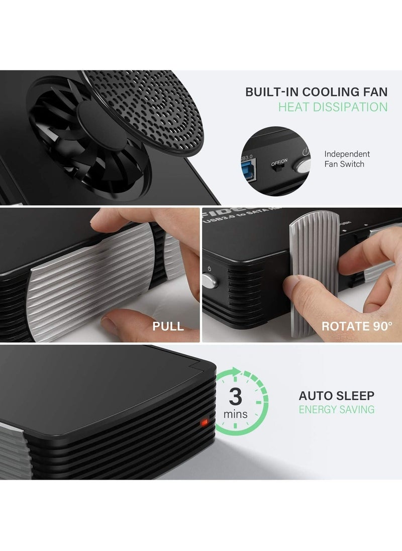 FIDECO - FIDECO SATA Hard Drive Enclosure Case with Fan, USB 3.0 SATA HDD Enclosure for 2.5/3.5 inch SATA HDD/SSD, External Hard Drive Case,Support Up to 16TB - Image 1