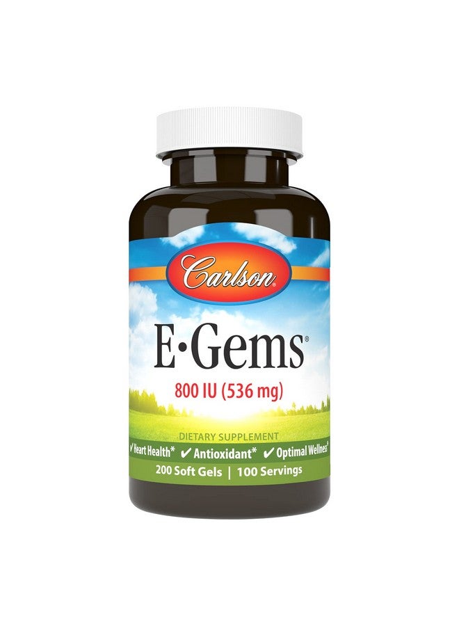Carlson كارلسون - إي جيمز، 800 وحدة دولية (536 ملغ)، صحة القلب والرفاهية المثلى، مضاد أكسدة، 100 كبسولة لينة - Image 1