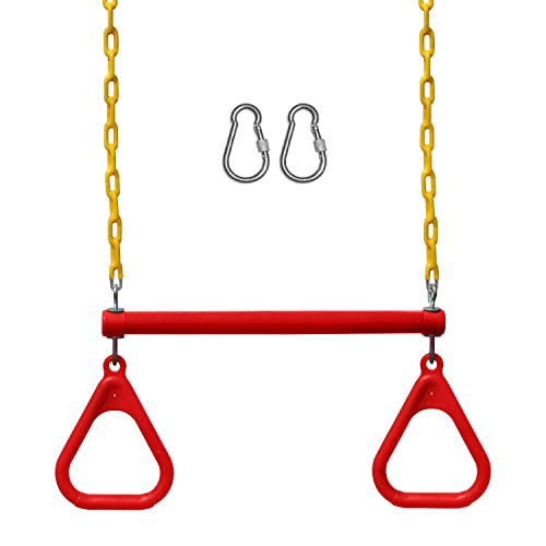 Jungle Gym Kingdom Swing Sets for Backyard Monkey Bars Swingset Accessories Set Includes 18 Trapeze Swing Bar 48 Heavy Duty Chain with Locking Carabiners Outdoor Play Equipment Red - Image 1