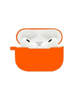 Suitable For Airpods Pro2 Protective Case Silicone Airpods4 Apple Wireless Bluetooth Headset Case-Color:Orange (with Hanging Ears 1.2mm)-Applicable Models:Airpods 1/2+metal Hook+pearl Bag Packaging