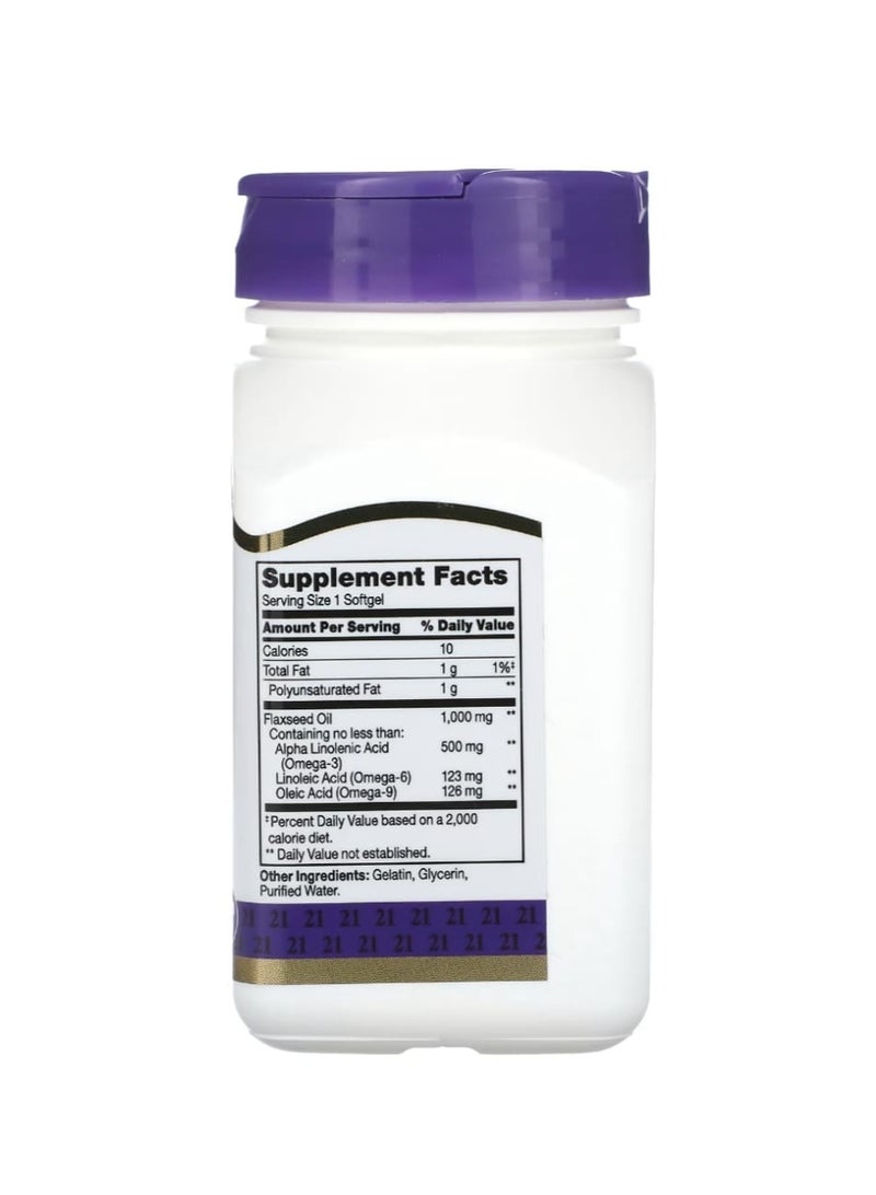 21st Century Flaxseed Oil 1000 mg 60 Softgels - Image 2