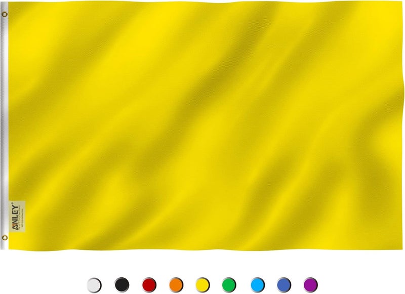 Anley Fly Breeze 3x5 Foot Solid Yellow Flag - Vivid Color and Fade Proof - Canvas Header and Double Stitched - Plain Yellow Flags Polyester with Brass Grommets 3 X 5 Ft - Image 1