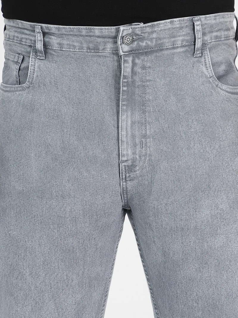 Urbano Fashion  Urbano Plus Men's Light Grey Regular Fit Washed Jeans Stretchable  | Best Price UAE
