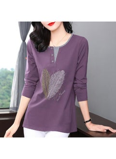 Beautiful Mother Cotton Long Sleeve T-shirt Women's Spring And Autumn New Chubby Girl Long Top Plus Size Loose Ide
