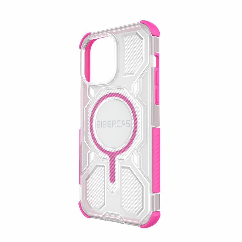بيبركاس جراب هاتف مقاوم للصدمات من Magsafe Air Bag لهاتف Iphone 14 Pro Max شفاف اللون (وردي) - Image 3