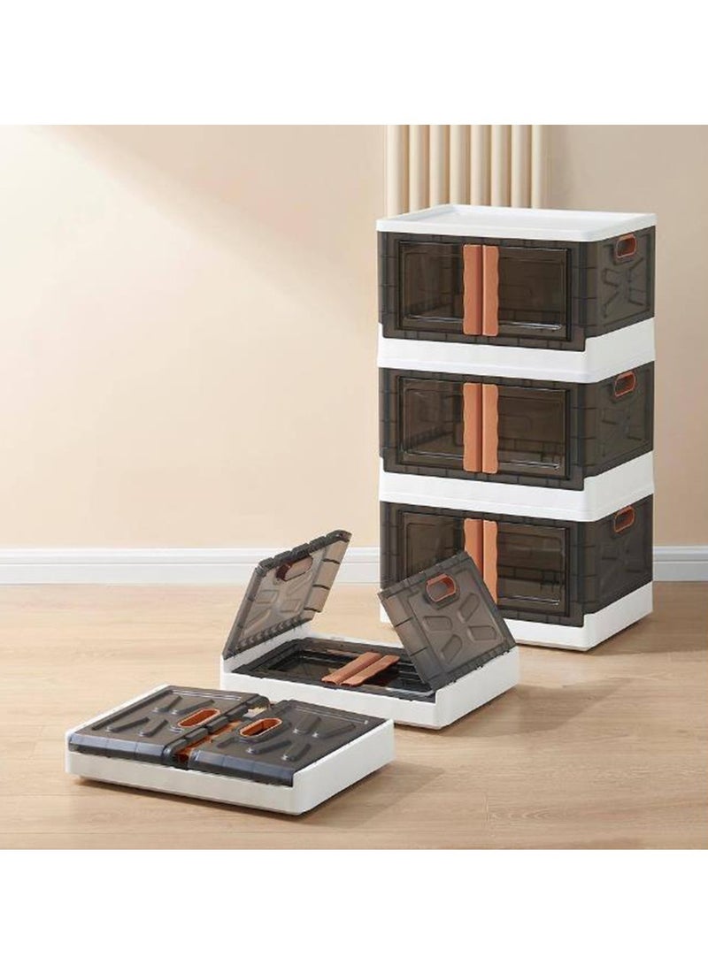 Arabest 3 Pack Storage Boxes with Lids, Closet Organisers and Storage Boxes with Doors, Folding Storage Boxes, Stackable Storage Boxes for Home Kitchen Organisation - Image 1