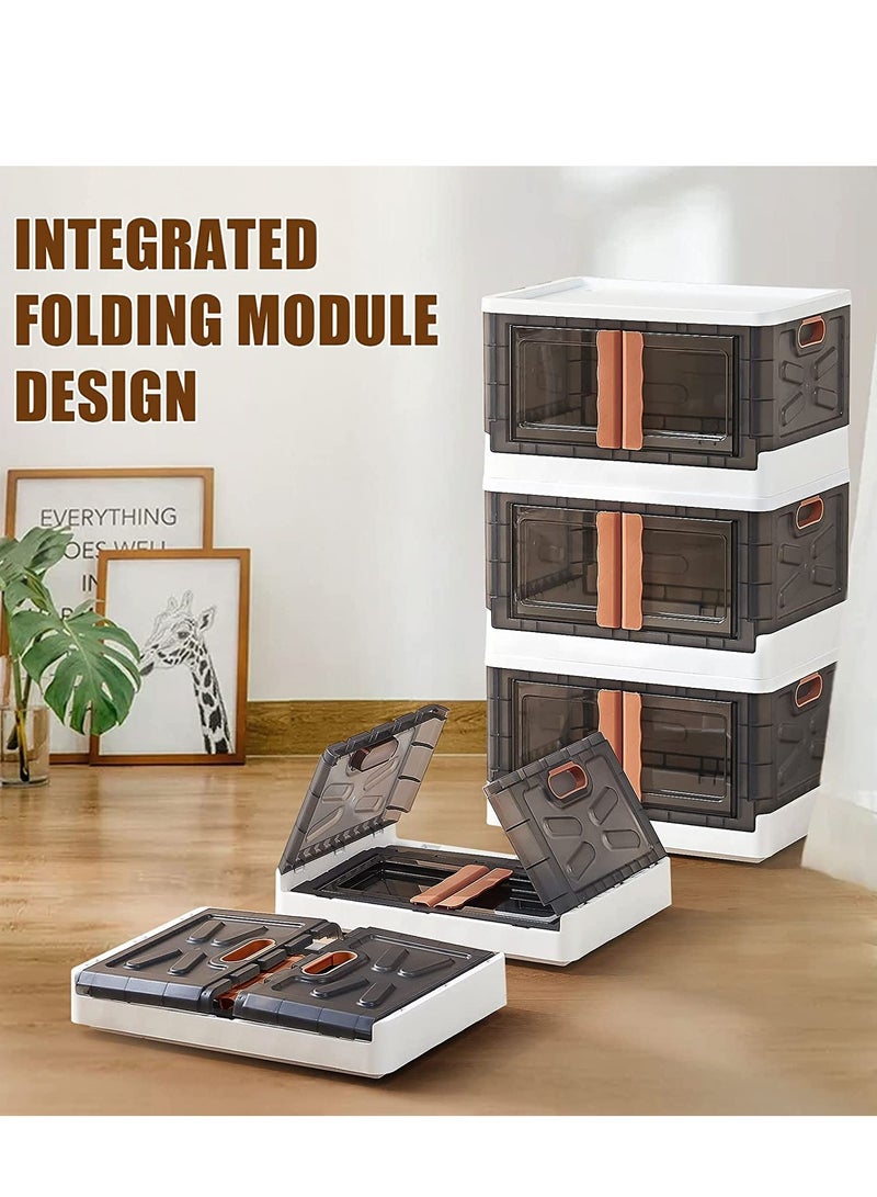 Arabest 3 Pack Storage Boxes with Lids, Closet Organisers and Storage Boxes with Doors, Folding Storage Boxes, Stackable Storage Boxes for Home Kitchen Organisation - Image 5