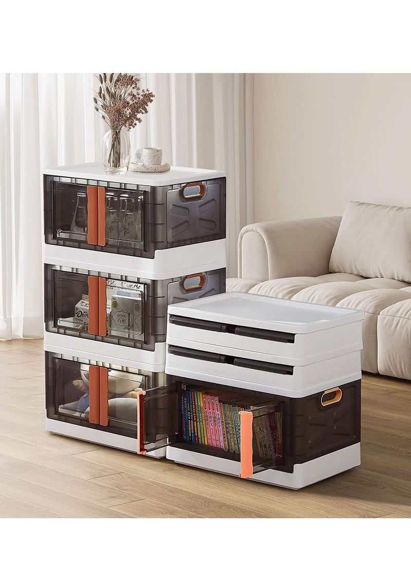 Arabest 3 Pack Storage Boxes with Lids, Closet Organisers and Storage Boxes with Doors, Folding Storage Boxes, Stackable Storage Boxes for Home Kitchen Organisation - Image 4