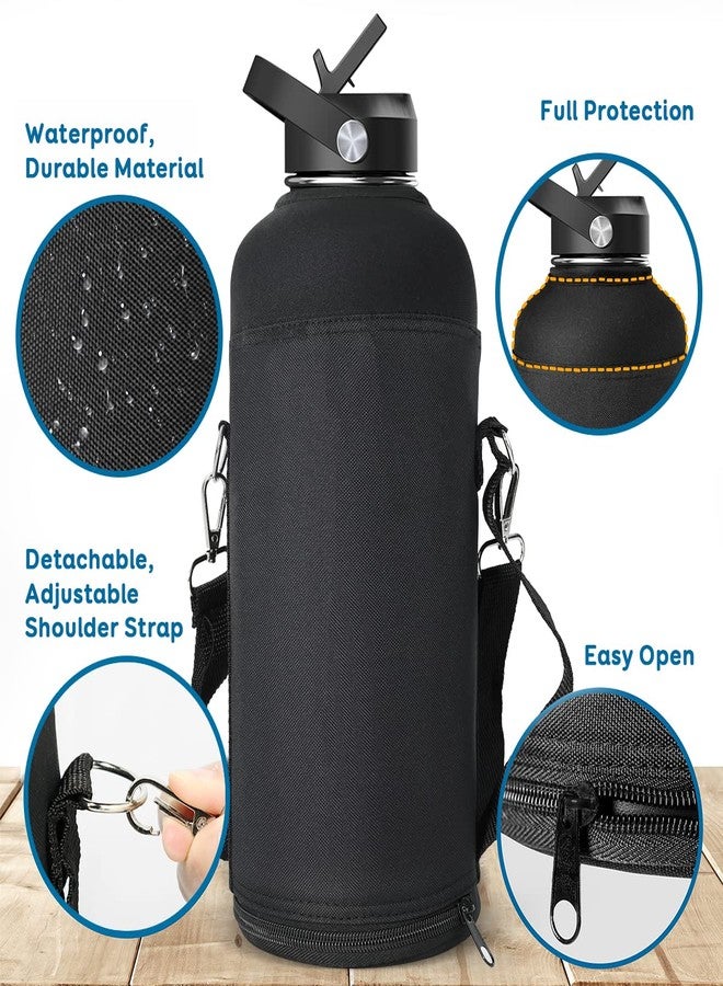 BUZIO Water Bottle Holder Carrying Pouch for 40oz 64 oz Bottles - Carry, Protect and Insulate Your Flask with This Military Grade Carrier an Adjustable Padded Shoulder Strap 87oz black - Image 2