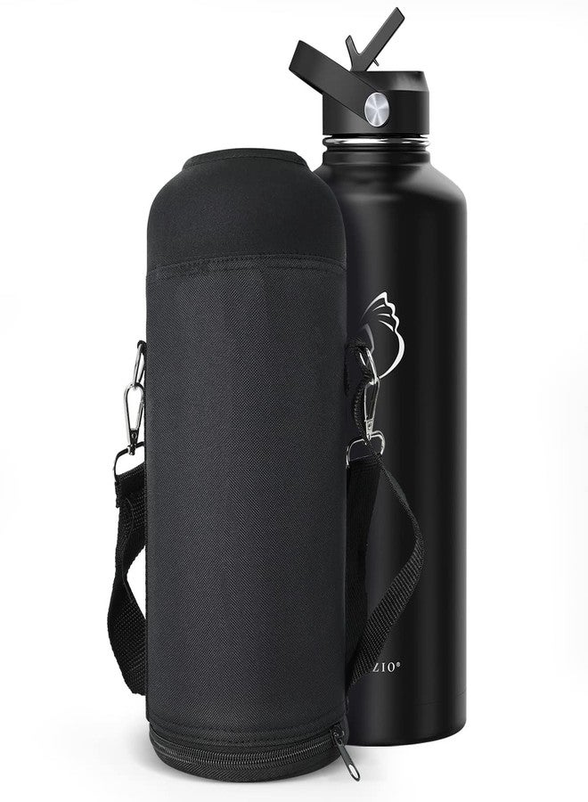BUZIO Water Bottle Holder Carrying Pouch for 40oz 64 oz Bottles - Carry, Protect and Insulate Your Flask with This Military Grade Carrier an Adjustable Padded Shoulder Strap 87oz black - Image 5