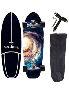 Seething 30 Inch CX4 Surf Skateboard With Backpack & Tool, Spiral Galaxy 
