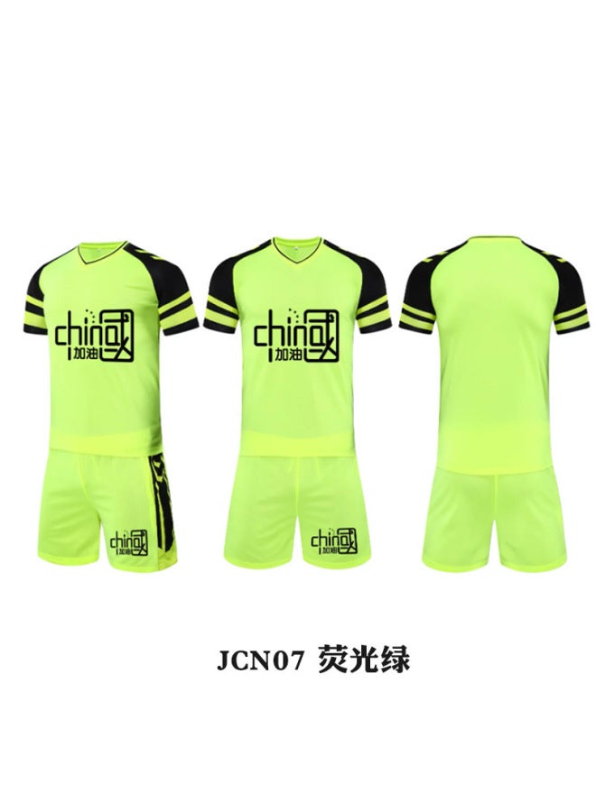 Jcn07 Fluorescent Green Short Sleeve Football Jersey - Image 1