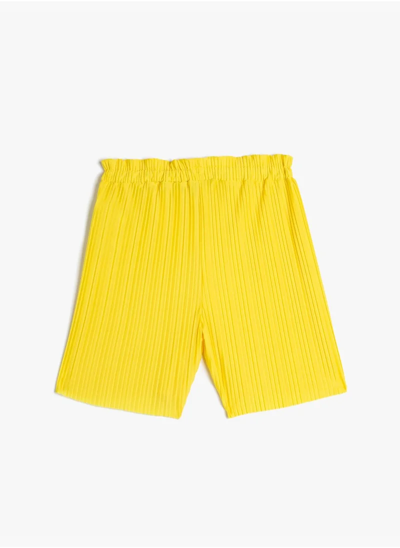 KOTON Shorts Pleated Elastic Waistband Relax Cut