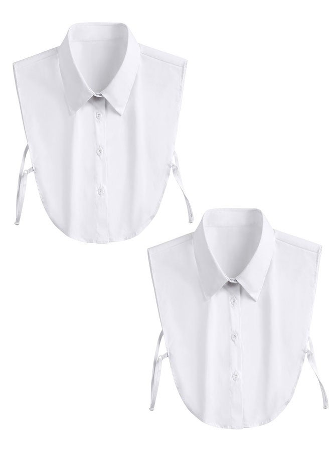 HAWAWA 2 Pieces Cotton Fake Collar Detachable Collar for Women Half Shirts Half False Blouse Dickey False Collar for Women White - Image 1