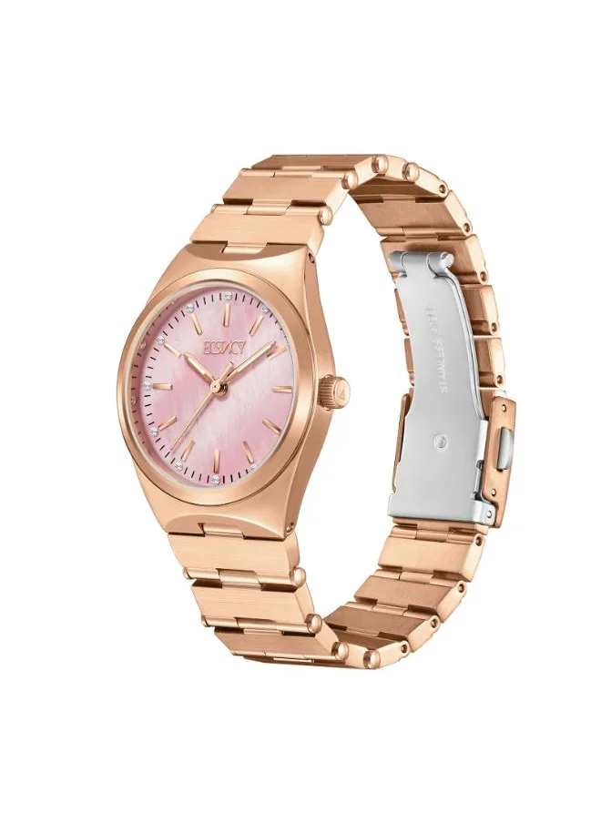 ECSTACY ECSTACY E24501-RBKMK Women's Analog Display Watch & Stainless Steel  Strap Rose Gold