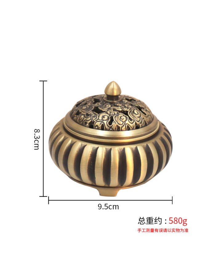 Brass Tripod Incense Burner With Lid, Pumpkin-shaped Incense Burner, Antique Household Agarwood Burner Ornaments, Brass Crafts