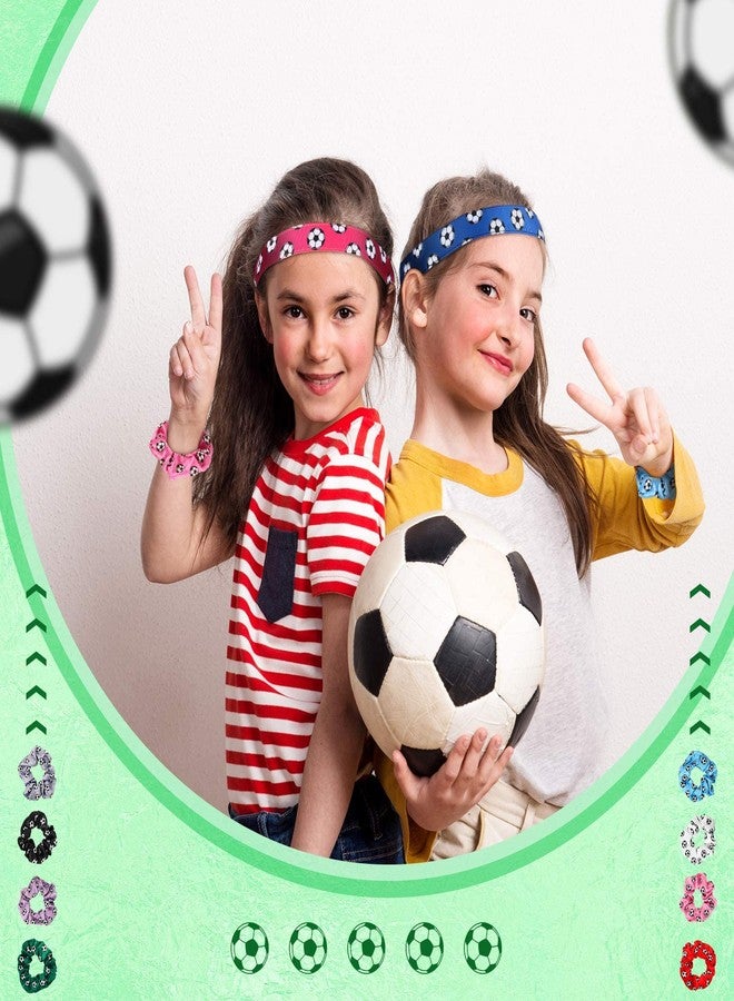 Mtlee Soccer Headband 4 Pieces Nonslip Football Hairband Adjustable Sports Headbands for Girls and 8 Pieces Soccer Hair Scrunchies Elastic Ties Ponytail Holders Hair Accessories for Kids Teens - Image 4