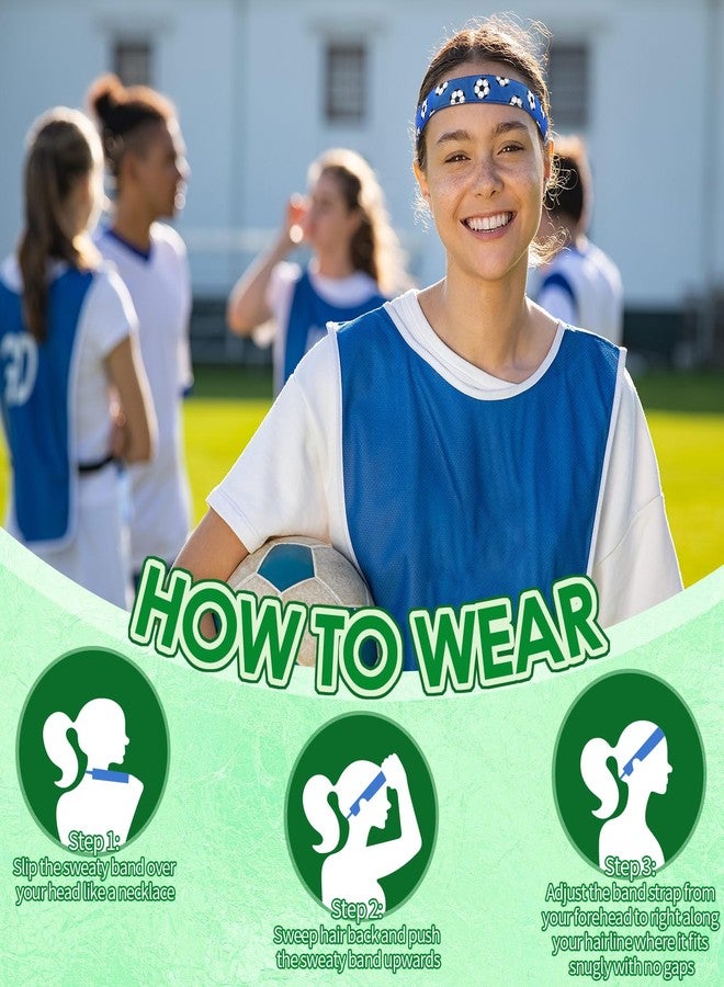Mtlee Soccer Headband 4 Pieces Nonslip Football Hairband Adjustable Sports Headbands for Girls and 8 Pieces Soccer Hair Scrunchies Elastic Ties Ponytail Holders Hair Accessories for Kids Teens - Image 3