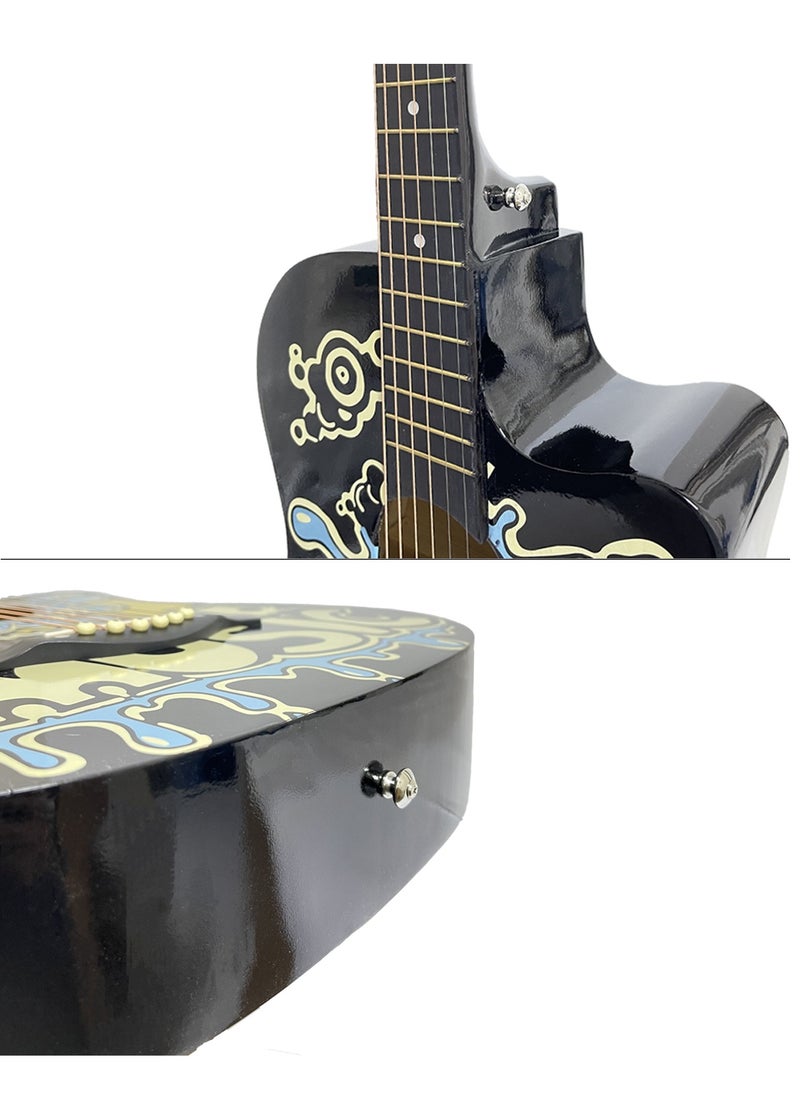 Mike Music 38-Inch Acoustic Guitar with Personalized Graffiti Design – 6 String Right-Handed Guitar for Beginners, Adults & Teens – Includes Gig Bag, Strap, and Picks  - Image 5