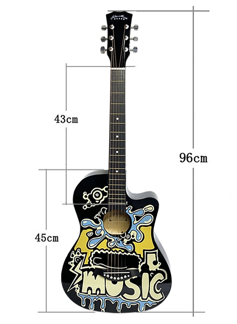 Mike Music 38-Inch Acoustic Guitar with Personalized Graffiti Design – 6 String Right-Handed Guitar for Beginners, Adults & Teens – Includes Gig Bag, Strap, and Picks  - Image 2