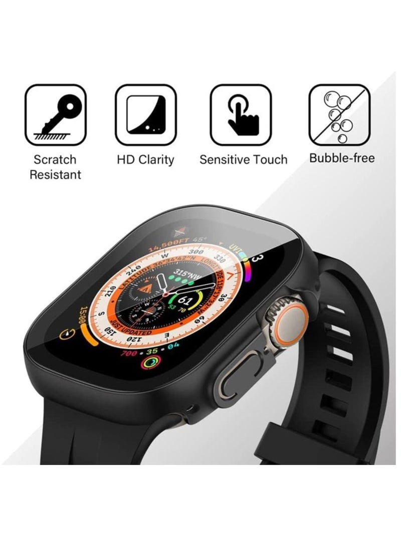 ماركة غير محددة جراب 360 درجة مدمج باسكرين لحماية كاملة لساعة ابل ووتش الترا 49 مم - اسود Apple Watch Ultra 49mm  - Image 2