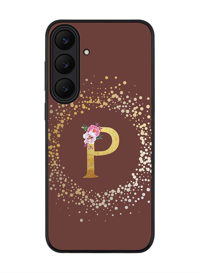 Stylizedd For Samsung Galaxy S25 FE Case,Slim fit Camera Protection, Shockproof Thin Phone cover  - Custom Monogram Floral - P  (Brown )