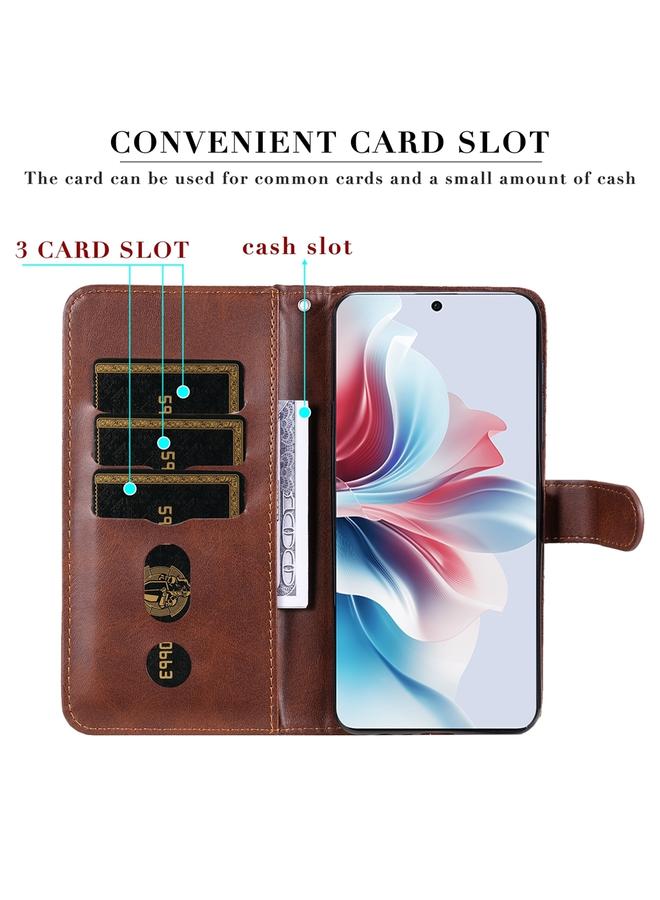 اس-توب جراب لهاتف OPPO Reno11 F Global / F25 Pro Global جراب هاتف أنيق من جلد العجل بسحاب - Image 4