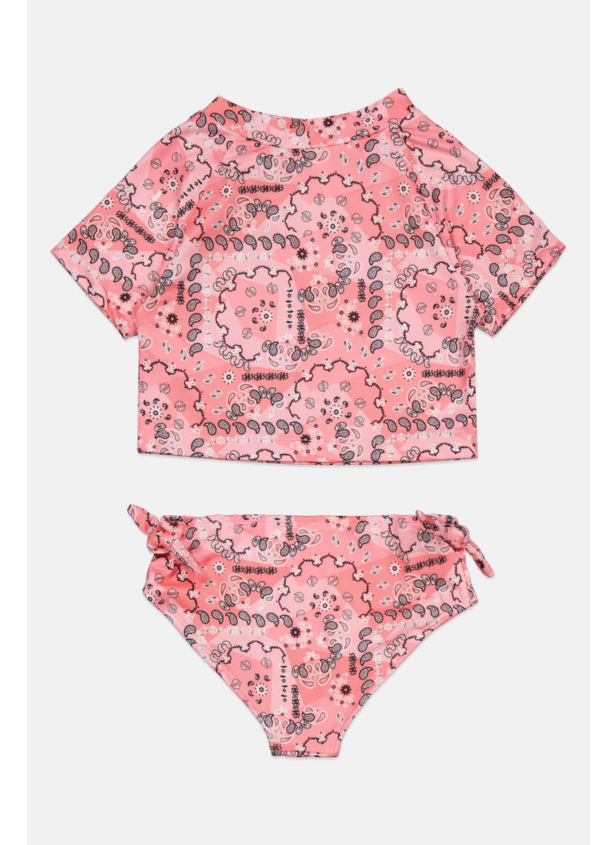 Body Glove - Kids Girl 2 Pcs Paisley Pattern Swimsuit, Pink Combo - Image 1