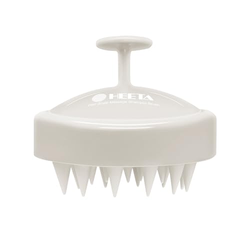 HEETA Scalp Massager Hair Growth, Soft Silicone Scalp Scrubber Shampoo Brush for Exfoliation, Dandruff Removal Head Massage Stress Relax, Wet & Dry Use for Thick Thin Curly Hair Care, Beige - Image 1