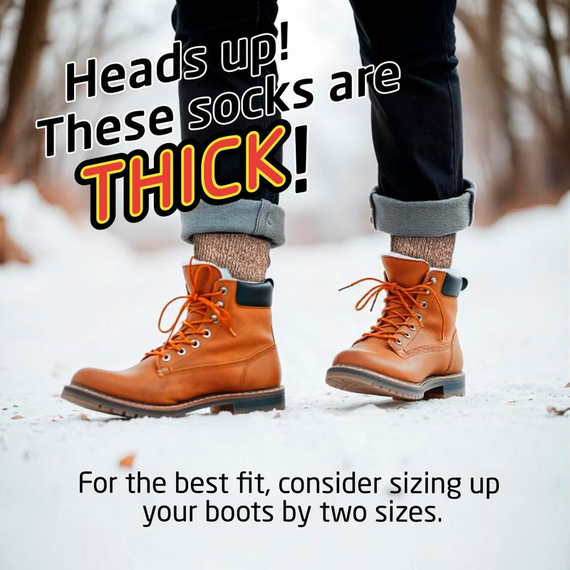 HOT FEET Thermal Socks for Men, Extreme Cold Weather, 2/4 Pack Thick Warm Socks for Men, Winter Insulated Socks, Size 6-12.5, 2 Pack, Oatmeal/Denim Heather - Image 5