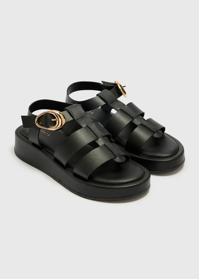 Matalan Black Chunky Platform Sandals
