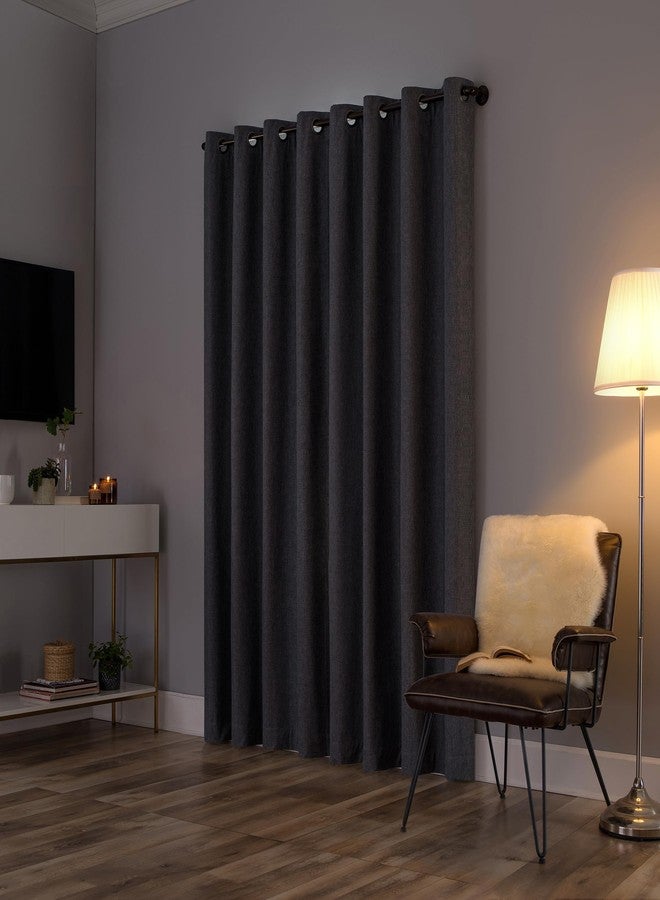 Sun Zero Tyrell Tonal Texture Draft Shield Fleece Insulated Total Blackout Grommet Curtain Panel, 50" x 84", Sterling Gray - Image 2