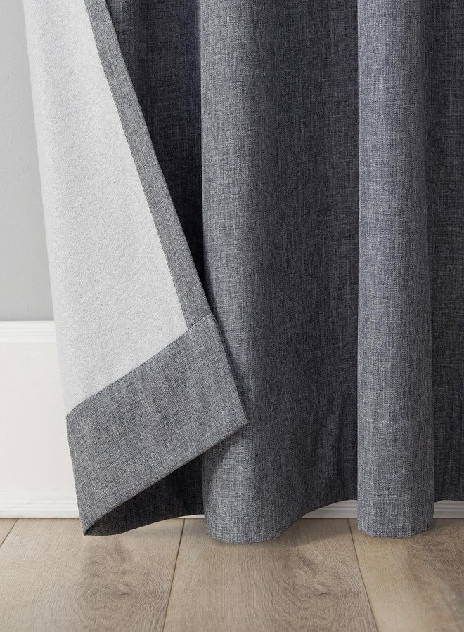 Sun Zero Tyrell Tonal Texture Draft Shield Fleece Insulated Total Blackout Grommet Curtain Panel, 50" x 84", Sterling Gray - Image 5
