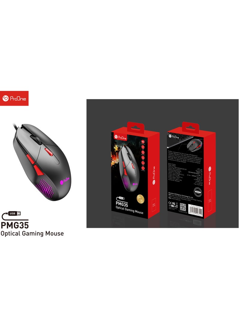 برو واحد ماوس الألعاب الضوئي السلكي ProOne PMG35 مع إضاءة RGB ومفتاح وظيفة 6D ودقة 1200/1600/2400/3200 نقطة في البوصة قابلة للاختيار، ومفتاح وسائط متعددة لأجهزة الكمبيوتر المحمولة وسطح المكتب وما إلى ذلك  - Image 5