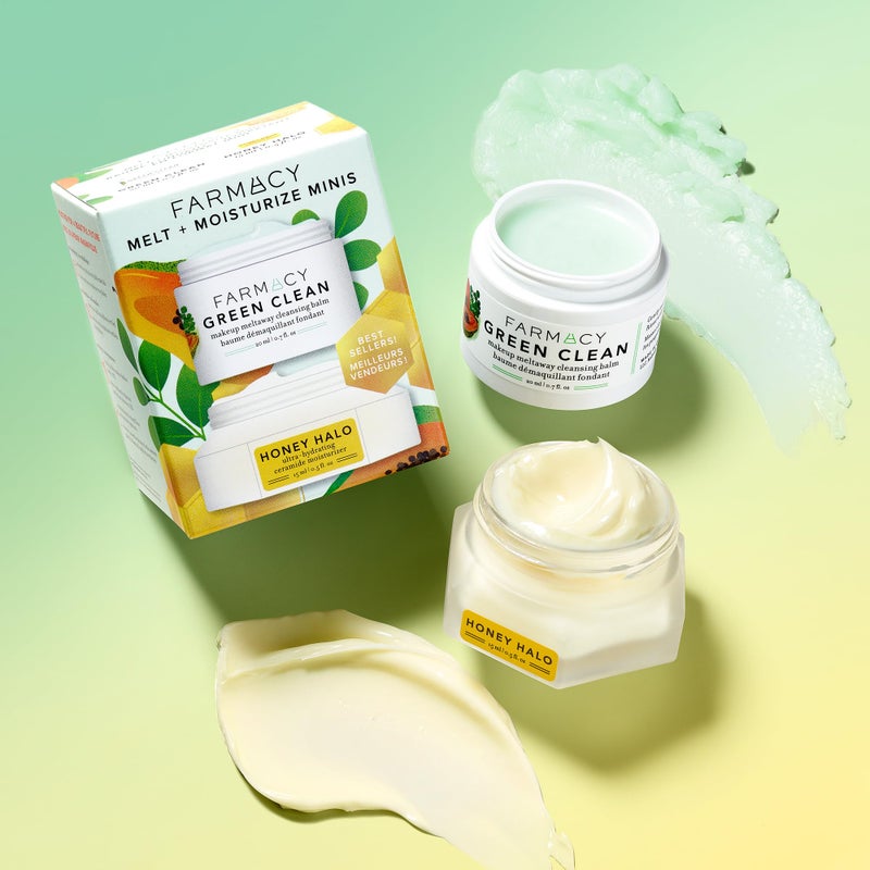 Farmacy Bestsellers Skin Care Set - Includes Green Clean Cleansing Balm, Wake Up Honey Eye Cream, Honey Halo Face Moisturizer + Lip Smoothie - Travel Size Skincare for Healthy, Glowing Skin (4 Count) - Image 4