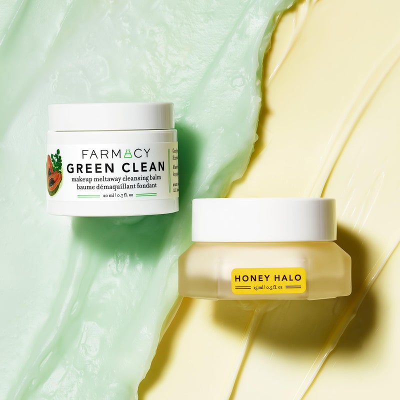 Farmacy Bestsellers Skin Care Set - Includes Green Clean Cleansing Balm, Wake Up Honey Eye Cream, Honey Halo Face Moisturizer + Lip Smoothie - Travel Size Skincare for Healthy, Glowing Skin (4 Count) - Image 2
