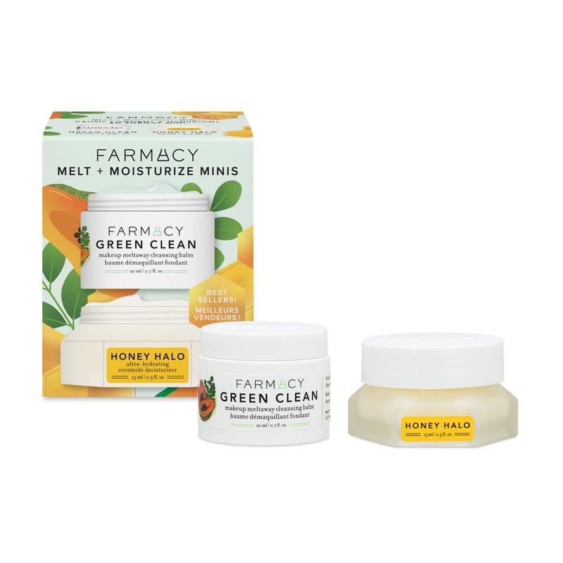 Farmacy Bestsellers Skin Care Set - Includes Green Clean Cleansing Balm, Wake Up Honey Eye Cream, Honey Halo Face Moisturizer + Lip Smoothie - Travel Size Skincare for Healthy, Glowing Skin (4 Count) - Image 1