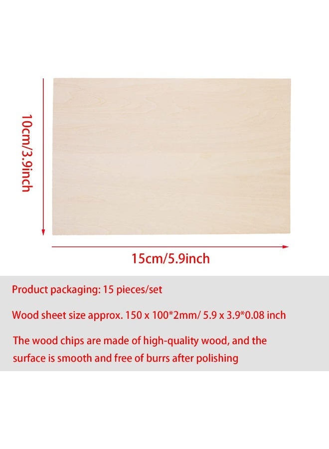 BPA خشب غير مكتمل BPA، 15 ورقة خشب بالسا، لوح خشب رقيق للحرف اليدوية لمشاريع المنازل والطائرات والسفن والقوارب والفنون والحرف اليدوية، مشاريع مدرسية، زينة DIY خشبية (150x100x2 مم) - Image 2