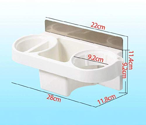 Koyet Adhesive Hair Dryer Holder Wall Mounted No Drilling Plastic Bathroom Blow Drier Storage with Plug Hook Hair Care Tools Organizer Basket with Cups for Curling Flat Straight Hot IronWhite - Image 5