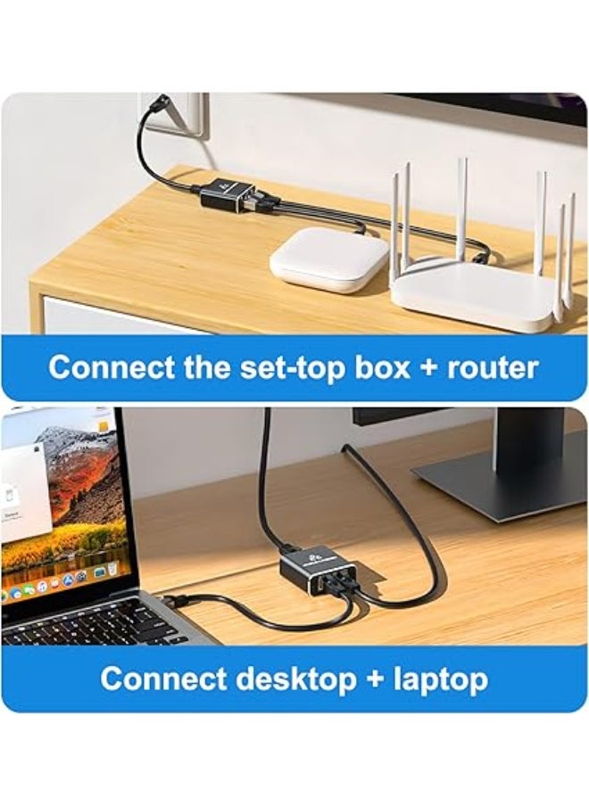 Generic Ethernet Splitter 1 to 2 – 1000Mbps Gigabit Network Switch with Type-C Power Cable, Supports Simultaneous Use for 2 Devices  - Image 3