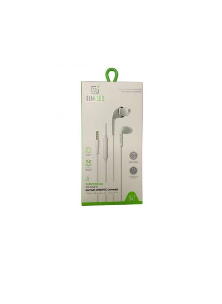 tenplus - Original wired headset is compatible with iPhone 6, Samsung Galaxy and all mobile phones that use a 3.5 mm jack with a microphone and volume control, white color - Image 1