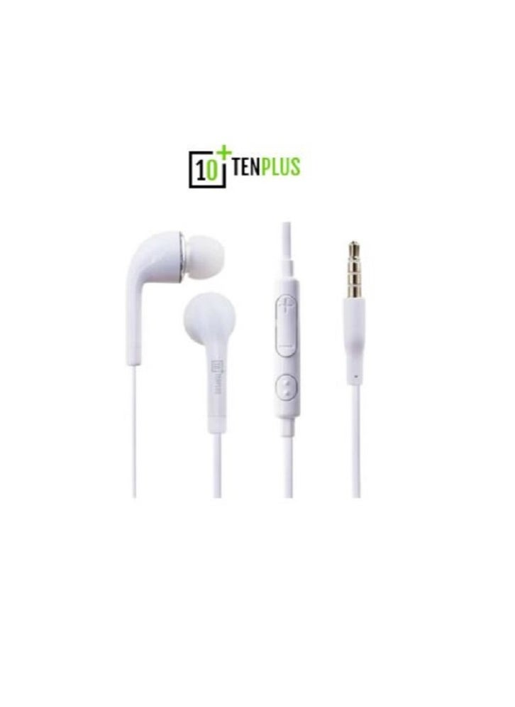 tenplus - Original wired headset is compatible with iPhone 6, Samsung Galaxy and all mobile phones that use a 3.5 mm jack with a microphone and volume control, white color - Image 1