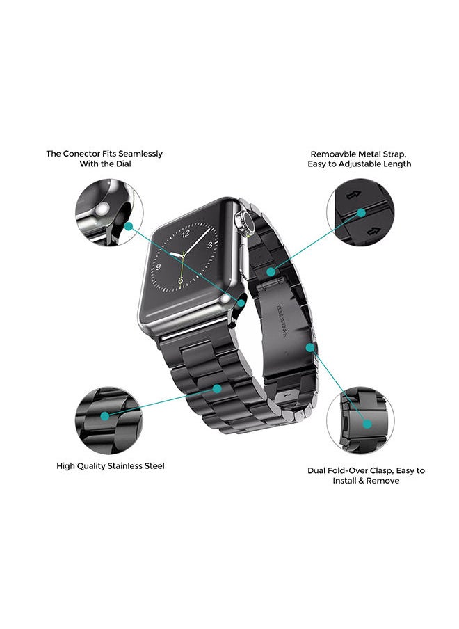 O Ozone - Metal Straps For Apple Watch Series 10 | Ultra 2 | 8 Ultra | 9 | 8 | 7 | 6, 49/46/45/44/42mm, Solid Stainless Steel Replacement Wristband - Grey - Image 1
